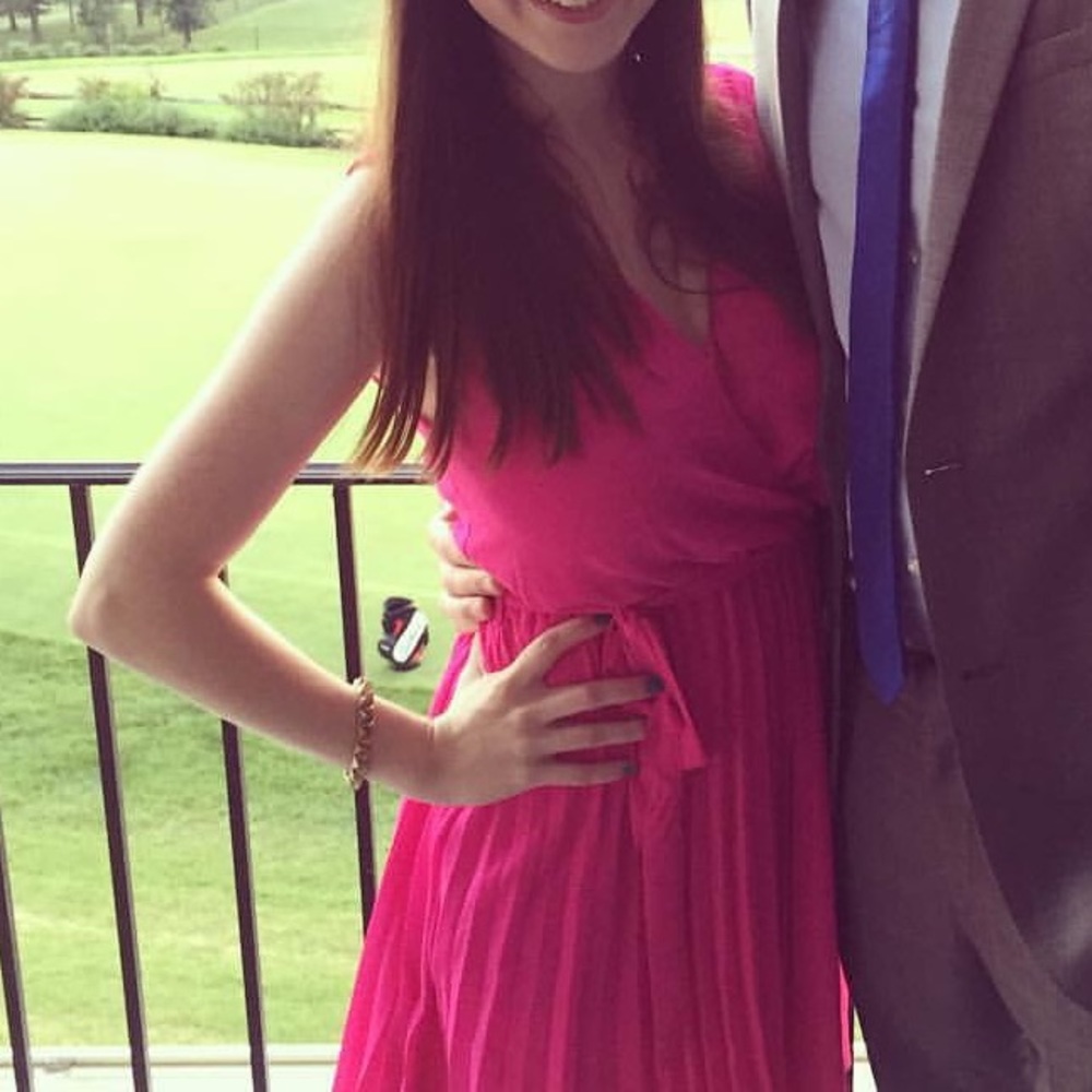 Hot pink V-neck dress